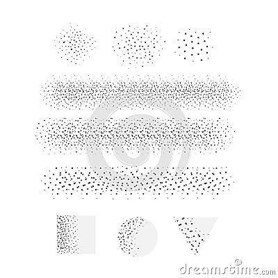 Vector scatter stipple brushes set. Vector Illustration