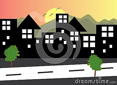 Vector scenery city Vector Illustration