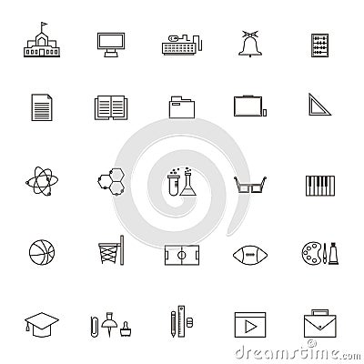 Vector School education icon collection on white background Vector Illustration