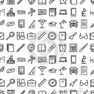 Vector school pattern with icons school supplies for decoration Vector Illustration