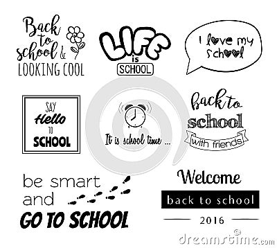 Vector school stickers, logos with calligraphy elements Vector Illustration