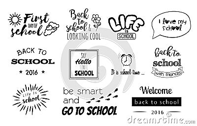 Vector school stickers, logos with calligraphy elements Vector Illustration