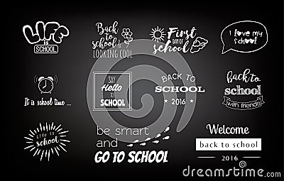 Vector school stickers, logos with calligraphy elements Vector Illustration