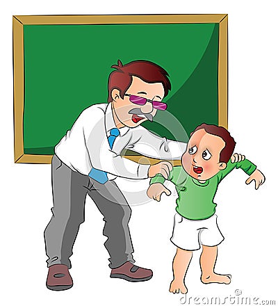 Vector of school teacher scolding small boy Vector Illustration