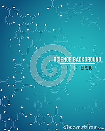 Molecule blue background Vector Illustration