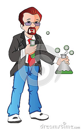 Vector of scientist with testtube and beaker Vector Illustration