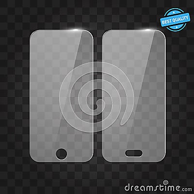 Vector screen protector film or glass cover. Screen protect Glass. Realistic smartphone vector on transparent background Vector Illustration