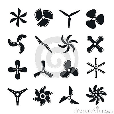 Vector screw fan prop tyrbine blade motor. Rotor shape boat air propeller symbol industry cooler airflow. Vector Illustration