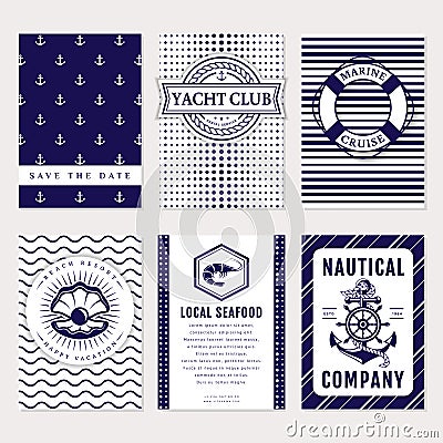 Vector sea and nautical card and banners. Vector Illustration