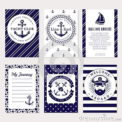 Vector sea and nautical card and banners. Vector Illustration