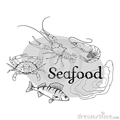 Vector seafood logo Vector Illustration