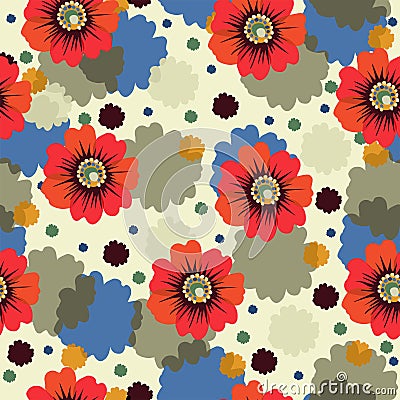 Vector seamless abstract floral pattern with poppies. Vector Illustration