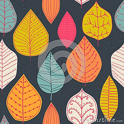 vector seamless abstract hand-drawn pattern, leaf backdrop, Endless background. Ethnic seamless pattern. Vector backdrop. Bright Vector Illustration