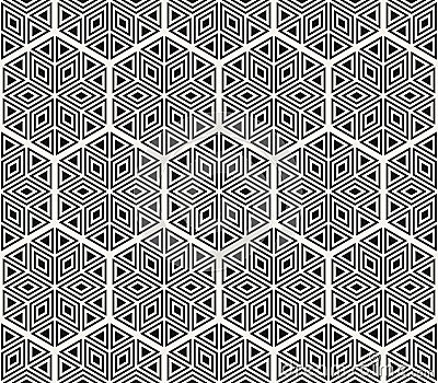 Vector seamless abstract pattern. Modern stylish striped lattice texture. Repeating geometric tiles with hexagonal Vector Illustration