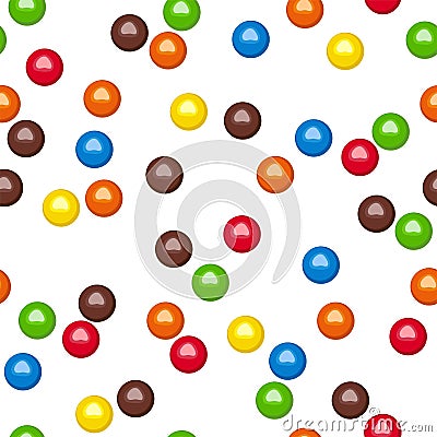 Vector seamless background with colorful mm candies Vector Illustration