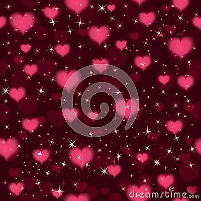 Vector seamless background with hearts and sparkles. Vector Vector Illustration