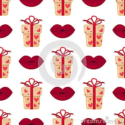 Vector seamless background lips prints Vector Illustration