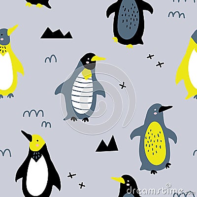 Funny penguin pattern Vector Illustration