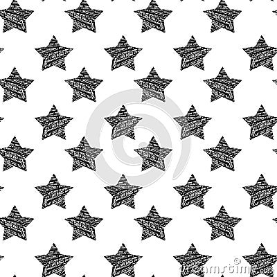 Vector seamless background with stylish retro grunge scratch stars. Eps 10 Vector Illustration