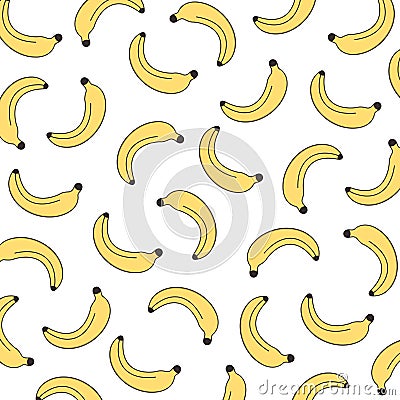 Vector Seamless Banana Pattern. Hand-drawn illustration. Poster, Banner, Wrapping paper, Home Decor. Vector Background Cartoon Illustration