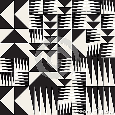 Vector Seamless Black And White Abstract Geometric Irregular Triangle Tiling Pattern Vector Illustration