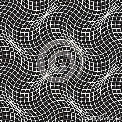 Vector Seamless Black and White Arc Shape Line Lattice Pattern Vector Illustration