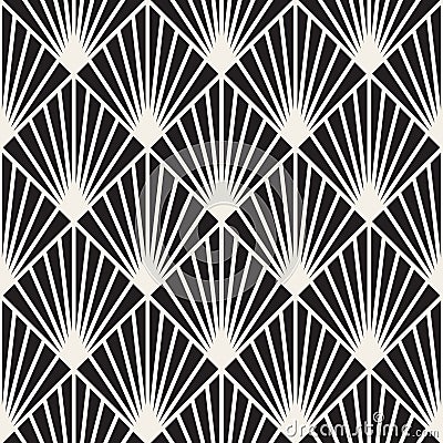 Vector Seamless Black and White Burst Lines Geometric Pattern Vector Illustration