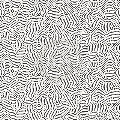 Vector Seamless Black And White Coral Organic Line Texture Pattern Vector Illustration