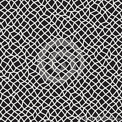 Vector Seamless Black and White Distorted Rectangle Mosaic Grid Pattern Vector Illustration