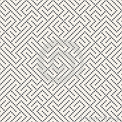 Vector Seamless Black and White Dotted Irregular Maze Perforation Pattern Vector Illustration