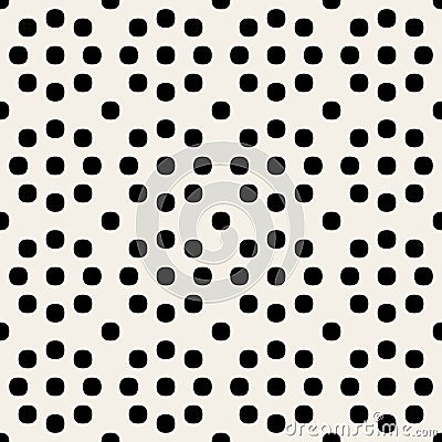 Vector Seamless Black and White Geometric Rounded Circles Retro Polka Dots Pattern Vector Illustration