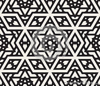 Vector Seamless Black And White Hexagonal Star Islamic Ornamental Pattern Stock Photo