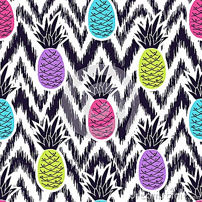 Vector seamless ethnic pattern with pineapples Vector Illustration