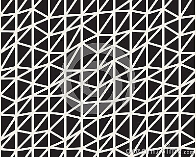 Vector Seamless Black And White Irregular Triangle Lines Grid Structure Pattern Vector Illustration