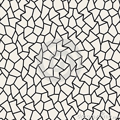 Vector Seamless Black and White Jagged Lines Mosaic Pattern Vector Illustration