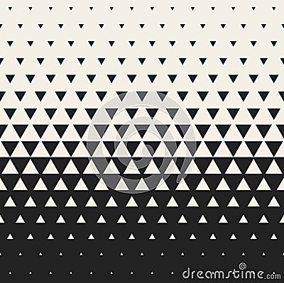 Vector Seamless Black and White Morphing Triangle Halftone Grid Gradient Pattern Geometric Background Vector Illustration