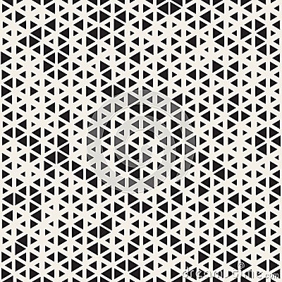 Vector Seamless Black and White Random Size Triangles Grid Pattern Vector Illustration