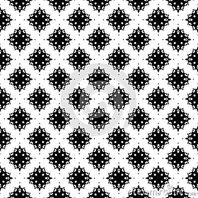 Vector seamless Black and White repeated design circles flowers white background vector illustrations Vector Illustration