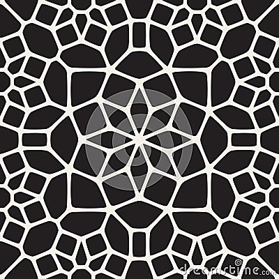 Vector Seamless Black and White Round Star Lace Ornamental Pattern Vector Illustration