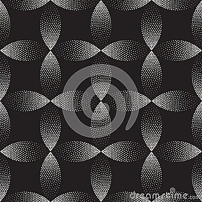 Vector Seamless Black And White Stippling Arc Circle Shapes Gradient Halftone Dot Work Pattern Vector Illustration