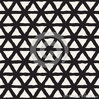 Vector Seamless Black And White Triangle Lines Grid Pattern Vector Illustration