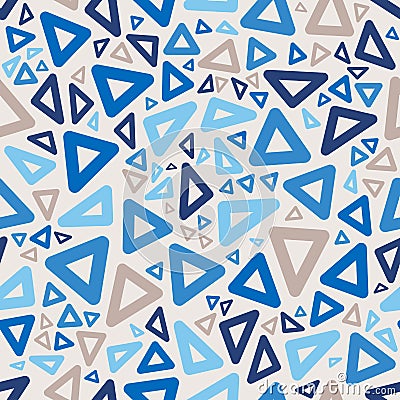 Vector Seamless Blue Colors Jumble Rounded Triangle Geometric Retro Pattern Vector Illustration