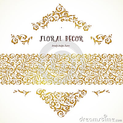 Vector seamless border, vignette in Eastern style. Vector Illustration