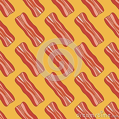 Vector seamless breakfast pattern with bacon slices Vector Illustration