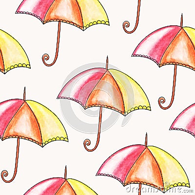 Vector Seamless Bright Umbrellas Vector Illustration