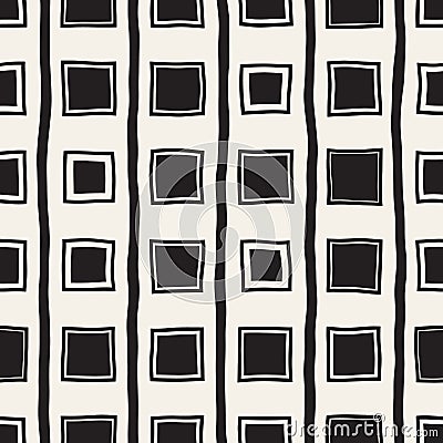 Vector Seamless Childlike Pattern. Monochrome Hand Drawn Geometric Shapes Texture Vector Illustration