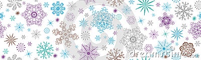 Vector seamless Christmas pattern with lace colorful snowflakes Vector Illustration