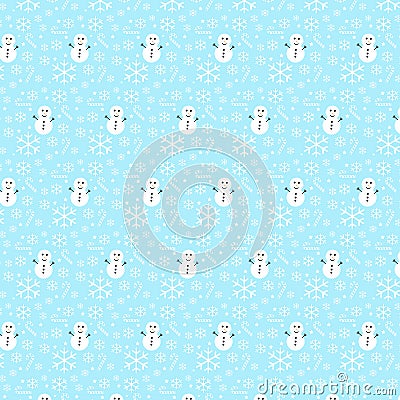 Vector seamless Christmas pattern with snowflakes and snowman Vector Illustration