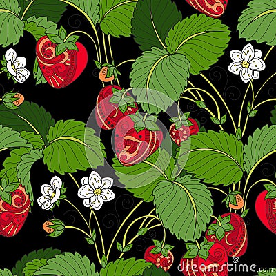 Vector Seamless Colored Fruit Pattern Vector Illustration