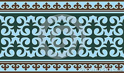 Vector seamless colored Kazakh national ornament, border, frame. Vector Illustration